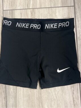 Nike Black Compression Shorts with White Swoosh and Nike Pro Waistband